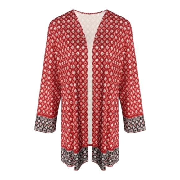 New!  Boho Kimono Vest, Tribal Print, Lightweight, Open Front, Casual Size large - Picture 4 of 9